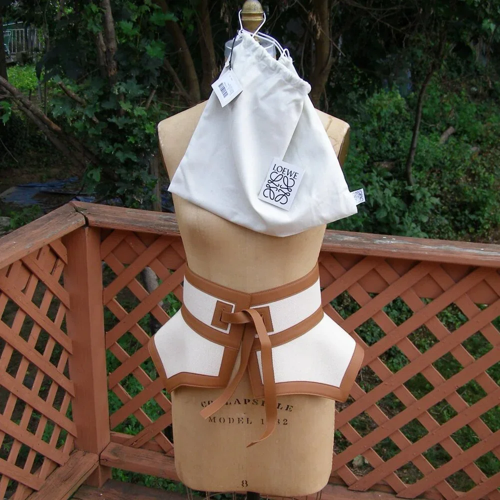 RARE NWT LOEWE Tan Canvas & Leather Obi Belt